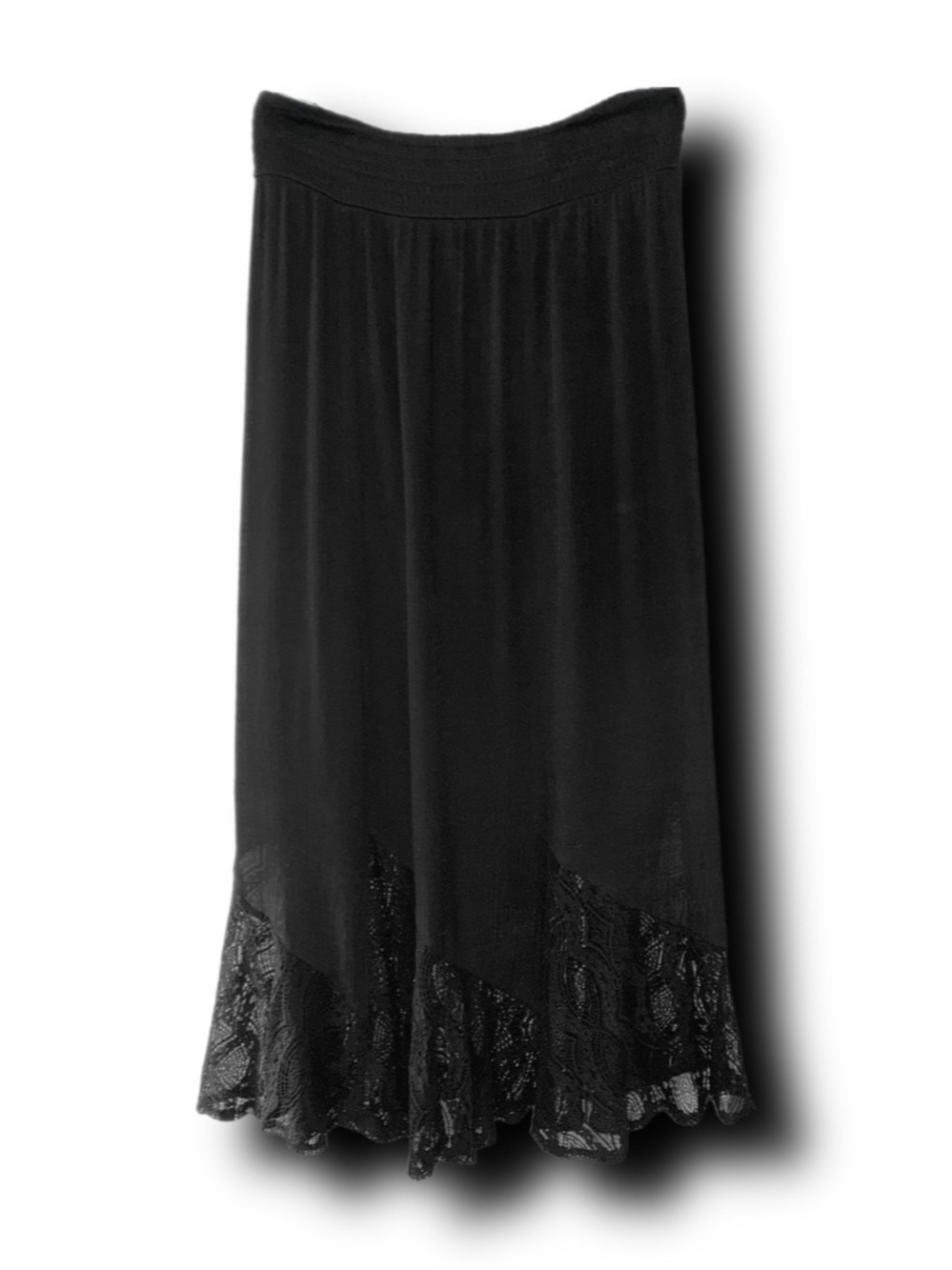 Apt. 9 Lace Hemmed Smocked Asymmetrical Midi Skirt Whimsigoth Vibes